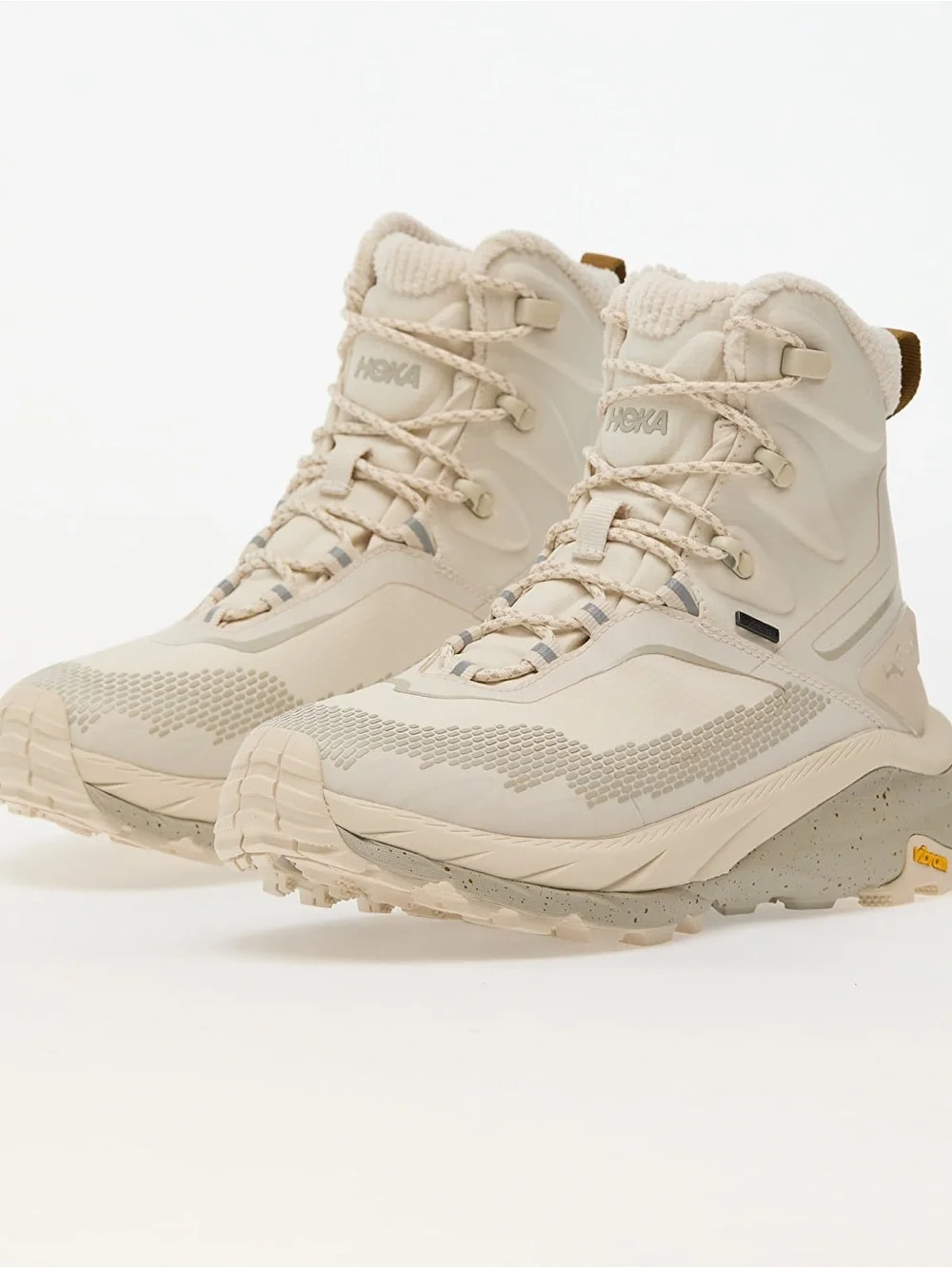 Hoka Women's Beige/Tan/Cream/Alabaster Waterproof Trail Boot kaha 2 frost gtx